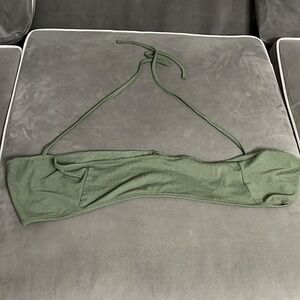 Shein green bandeau halter top twisted in the back small ribbed in 2 directions